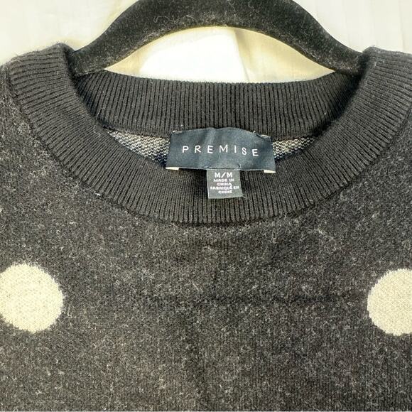 Premise Bubble Sleeve Pullover Sweater Women’s Size Medium Black White Polka Dot - Picture 4 of 6
